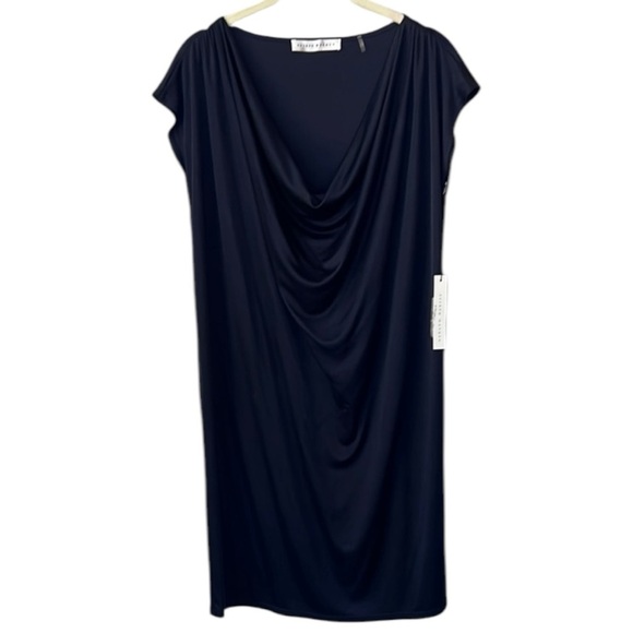Susana Monaco Silk Cowlneck Draped Dress In Blue Size M - Picture 1 of 7